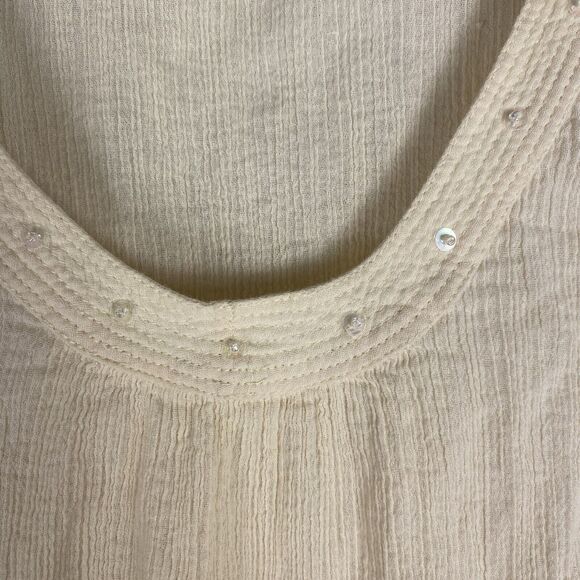 J Jill Boho Cottage Blouse Women’s Size XL Cream Long Sleeve Tunic Semi Sheer - Picture 3 of 8